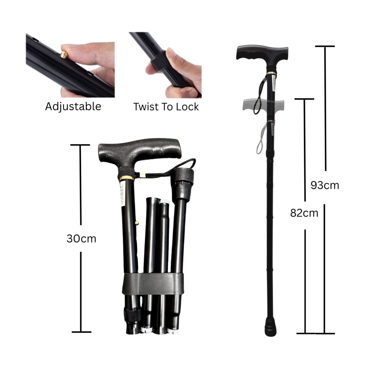 Walking Stick - Adjustable & Foldable