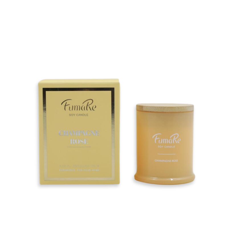 Fumare Scented Glass Candle With Nature Bamboo Lid - Champagne Rose - Image 4