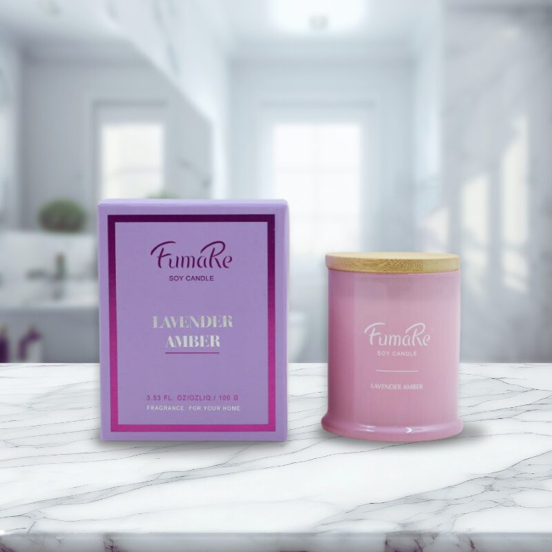 Fumare Scented Glass Candle With Nature Bamboo Lid - Lavender Amber - Image 4