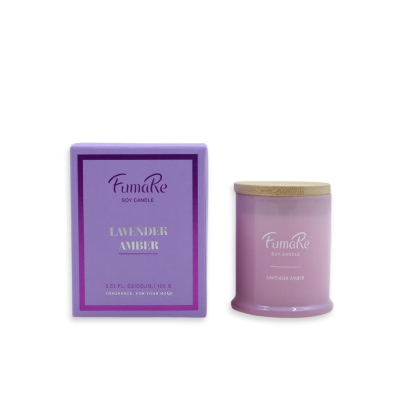 Fumare Scented Glass Candle With Nature Bamboo Lid - Lavender Amber - Image 3