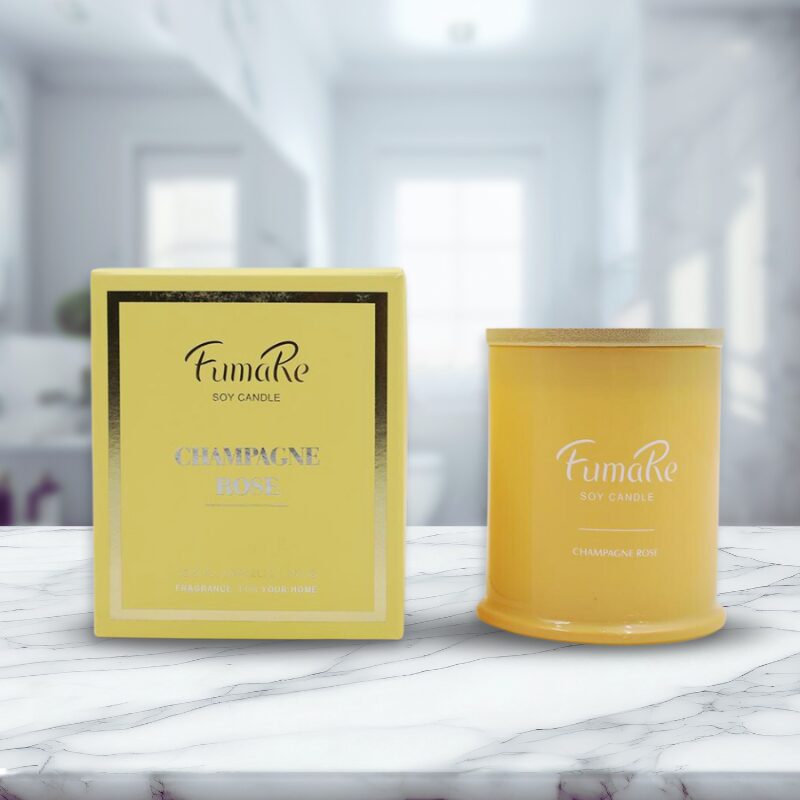 Fumare Scented Glass Candle With Nature Bamboo Lid - Champagne Rose - Image 2