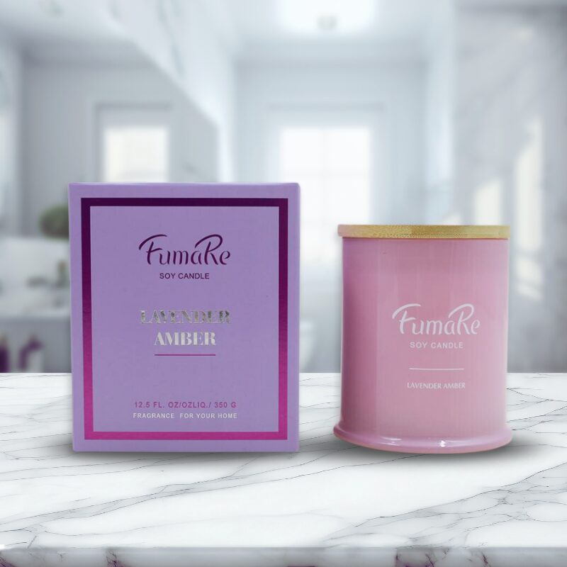 Fumare Scented Glass Candle With Nature Bamboo Lid - Lavender Amber - Image 2