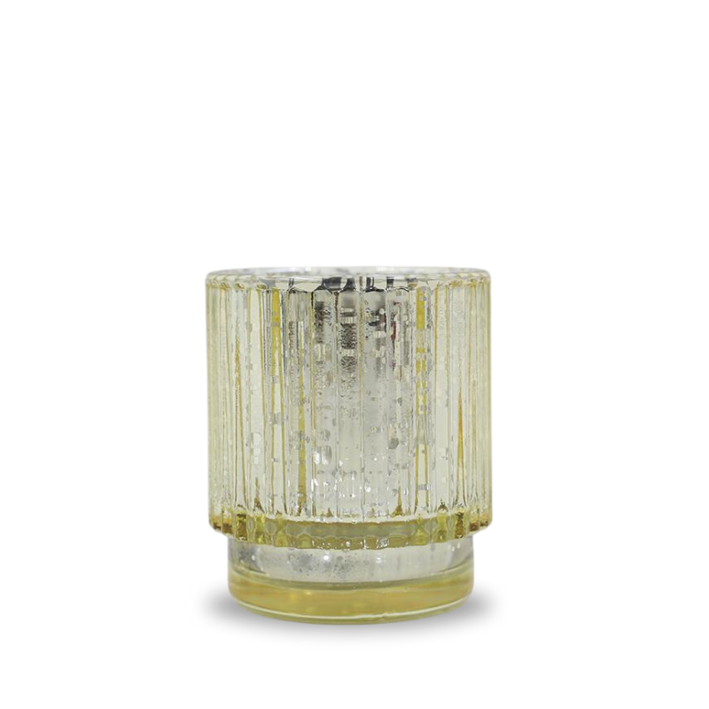 Coloured Glass Candle Holder - Gold