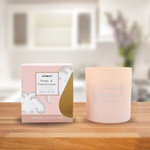 Alternative view of Aromart Coloured Glass Scented Candle 210g – Peony & Pomegranate