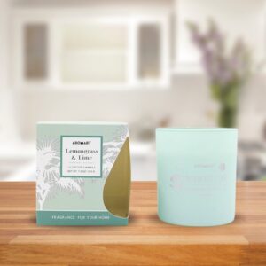 Alternative view of Aromart Coloured Glass Scented Candle 210g – Lemongrass & Lime
