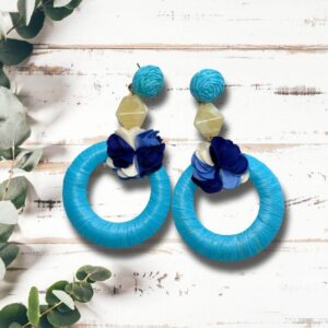 Alternative view of Handmade Round Blue Rose Earrings