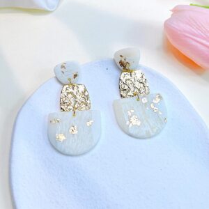 Alternative view of Soft Polymer Clay Stardust White & Gold Earrings