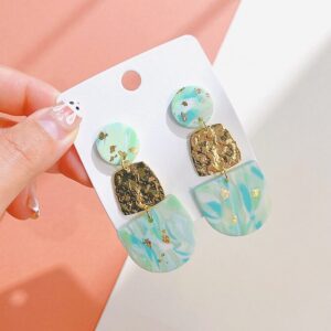 Alternative view of Soft Polymer Clay Stardust Blue & Gold Earrings