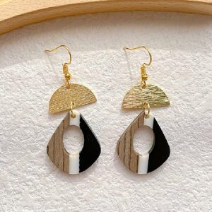 Alternative view of Soft Polymer Clay Golden Hemisphere Nat Diamond Earrings