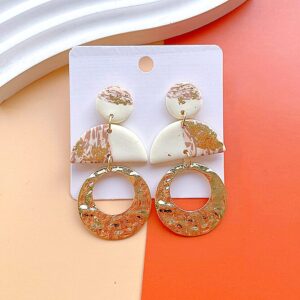 Alternative view of Soft Polymer Clay Gold & White Glitz Dangle Earrings