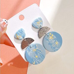 Alternative view of Soft Polymer Clay Silver & Blue Round Dangle Earrings