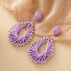 Alternative view of Purple Tear Drop Weave Earrings