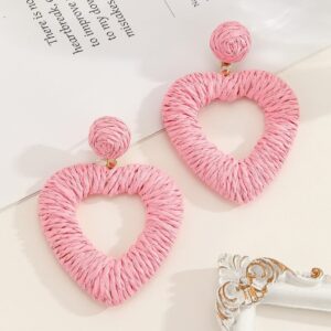Alternative view of Baby Pink Heart Rattan Earrings