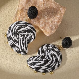 Alternative view of Zebra Pattern Rattan Earrings