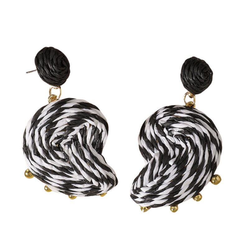 Zebra Pattern Rattan Earrings
