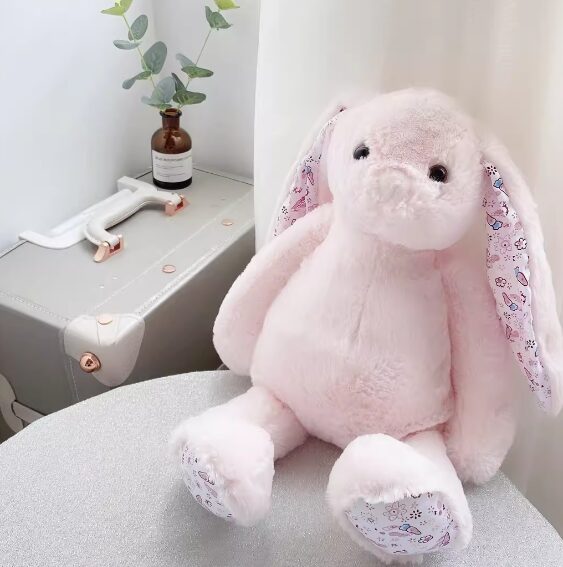 Floral Bunny Rabbit Plush Toys 38Cm - Pink/Blue/Khaki - Image 4