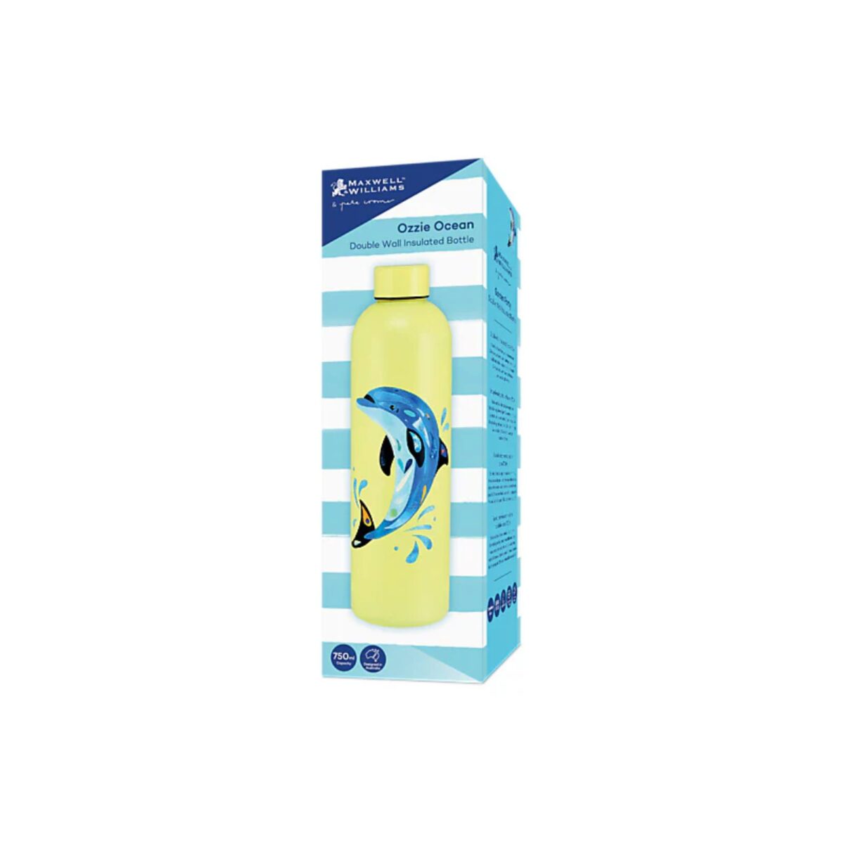 Maxwell & Williams Pete Cromer Ozzie Ocean Double Wall Insulated Bottle 750mL Dolphin Gift Boxed - Image 3