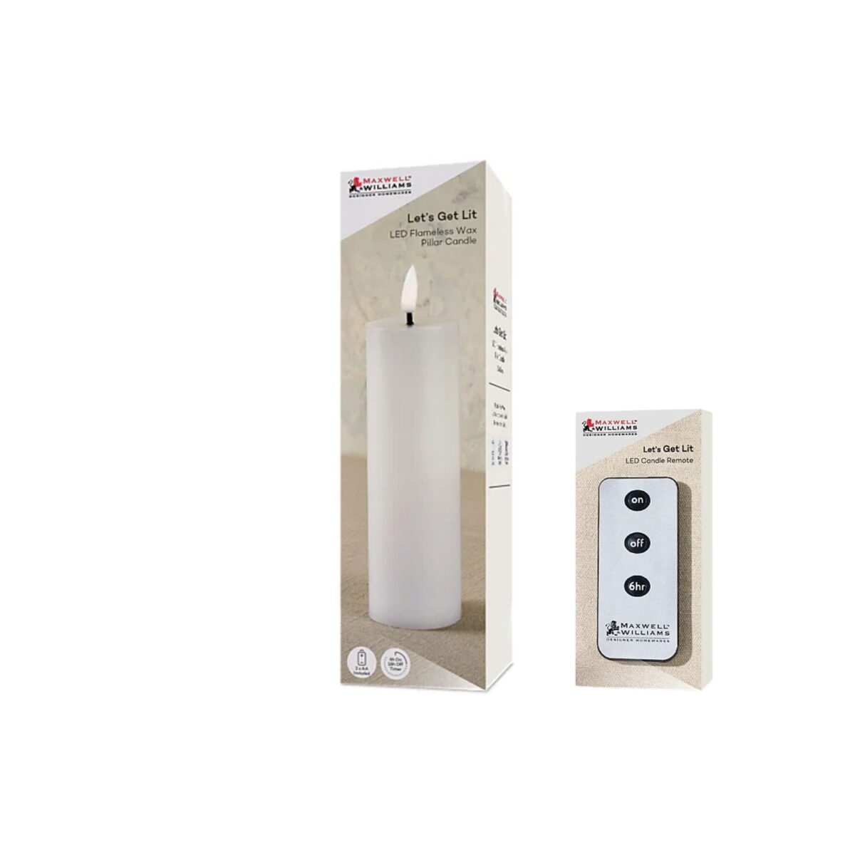 Maxwell & Williams Let's Get Lit LED Flameless Candle Natural Gift Boxed With Remote - Image 2