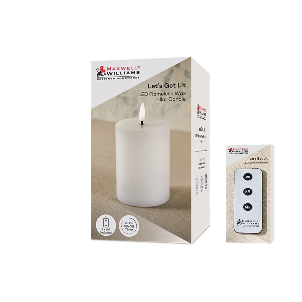 Maxwell & Williams Let's Get Lit LED Flameless Candle Natural Gift Boxed With Remote - Image 2