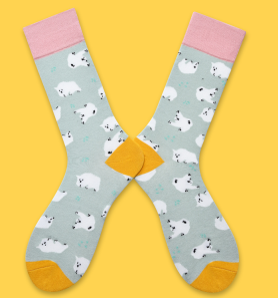 Alternative view of Paired Socks - Polar Bear (Grey)