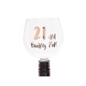 Alternative view of Tipple Topper Wine Glass – 21 and Having Fun