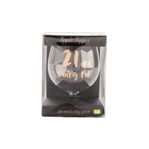 Tipple Topper Wine Glass – 21 and Having Fun